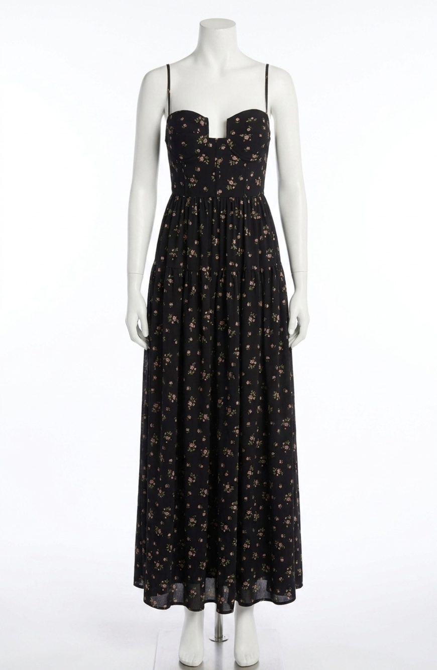 NEW LULUS luisa floral bustier cocktail dress in black floral